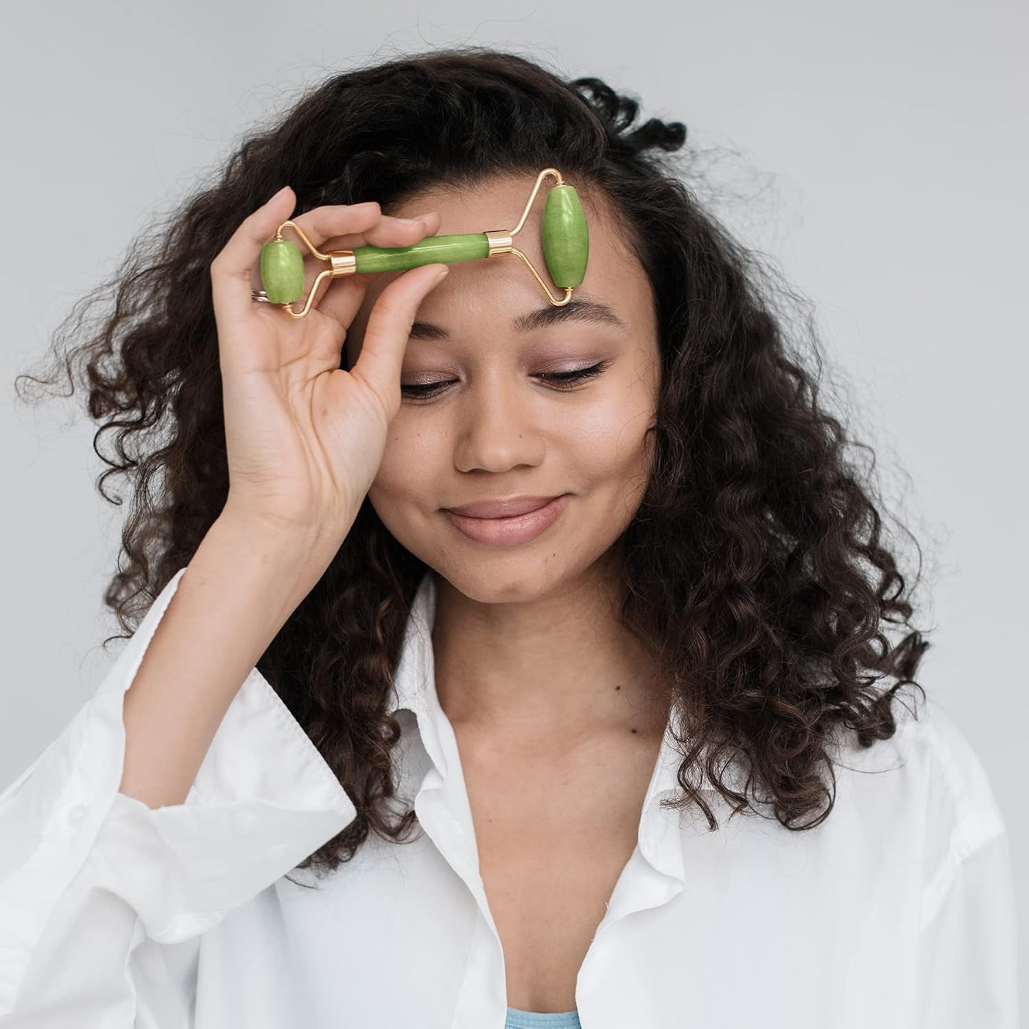 Retoo Jade Roller, Dispositivo De Masaje Facial Para El Cuidado De La Piel, Tratamiento Antienvejecimiento, Tratamiento De Puffess Para Los Ojos, Estiramiento De La Piel, Rodillo Facial, (Verde)